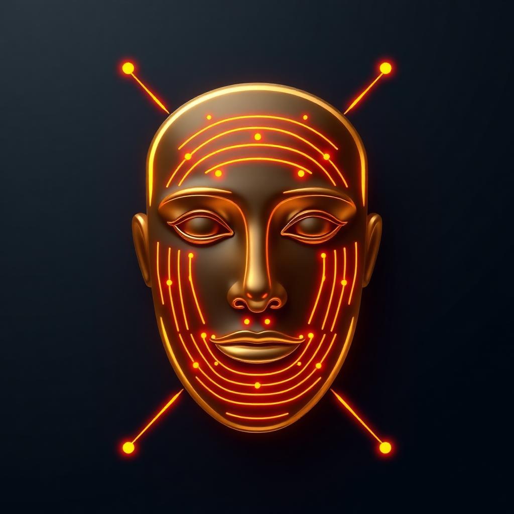 3D gold face mask with glowing biometric scan lines for Bybit liveness check