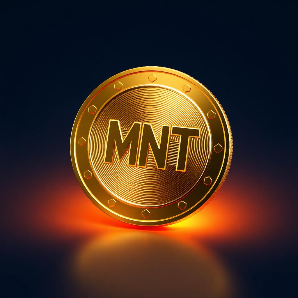 3D gold MNT token coin representing Bybit fee deduction with MNT